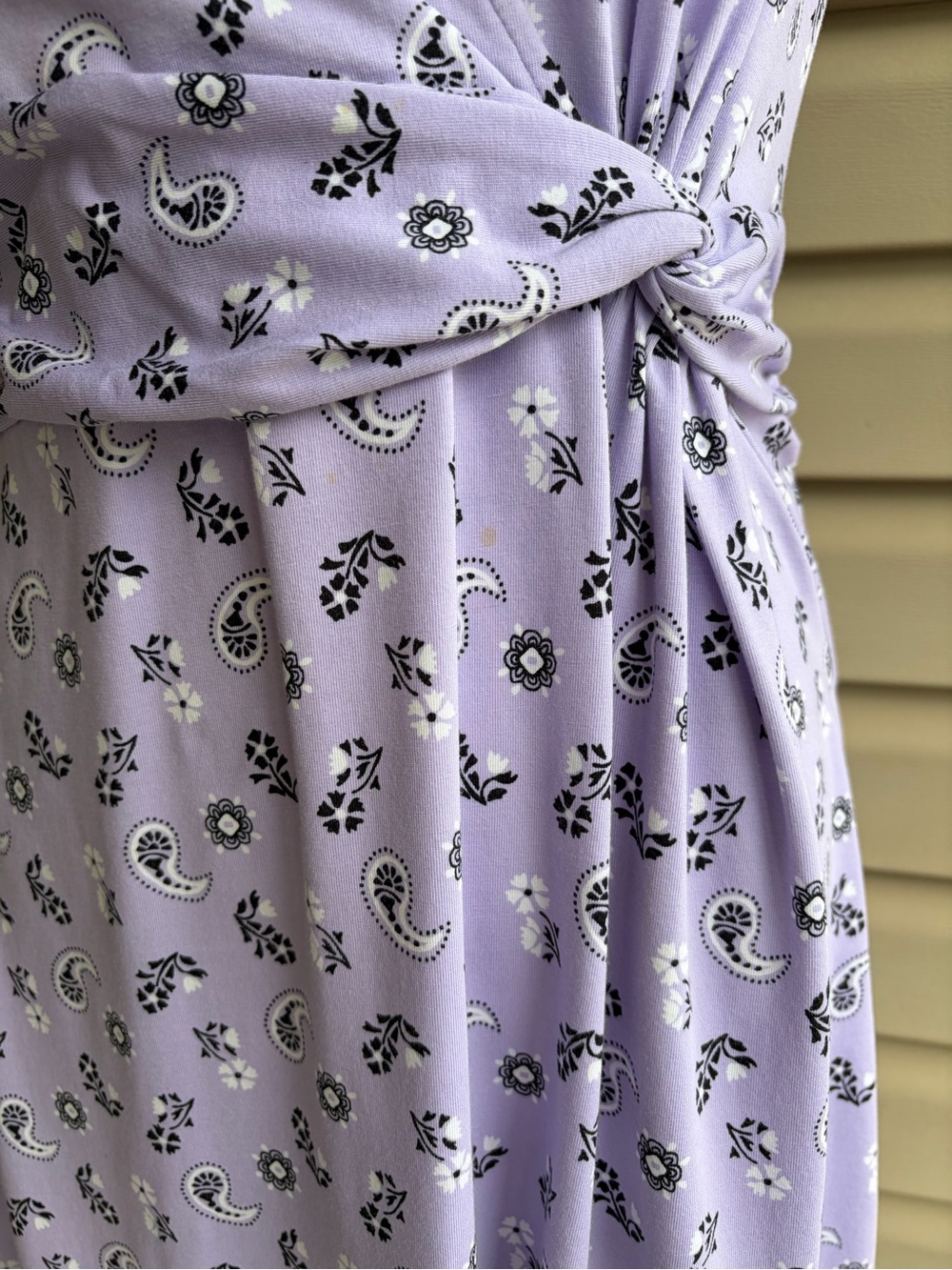 •Lands’ End• Purple Bandana Surplice Faux Wrap Dress - Size Medium (10-12) - Picture 7 of 8